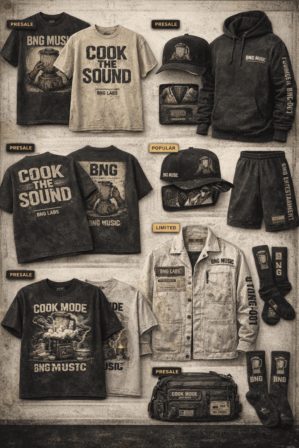BNG merch interactive collage